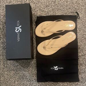 Yosi Samra Glossy Beige Sandals